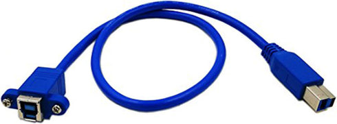 zdyCGTime 20" Panel Mount USB 3.0 B Female to USB B Male Extension Cable with Screws(Blue)...