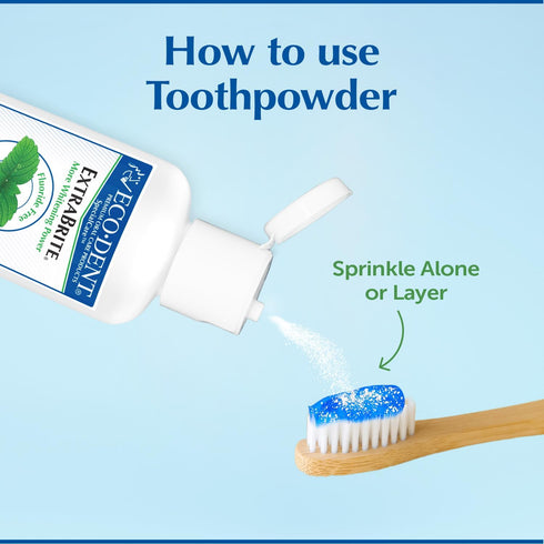 Eco-Dent ExtraBrite Baking Soda Toothpowder, Mint - Fluoride-Free Toothpaste Powder, SLS-Free Tooth Powder with Oxidizing Calcium Peroxide, Whiten...