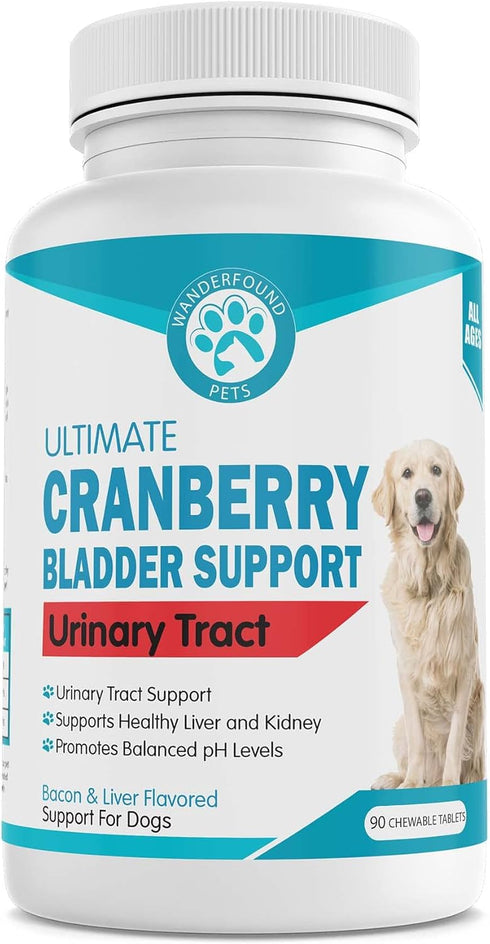 Wanderfound Pets Ultimate Cranberry Bladder UTI Support Supplement for Dogs - Dog Urinary Tract Infection Incontinence Formula with Cordyceps Mush...