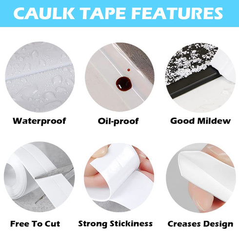 Caulk Strip, 1.5" x 10.5Ft Self Adhesive Caulk Tape, PVC Waterproof Sealing Tape for Bathroom Bathtub Kitchen Toilet Wall...