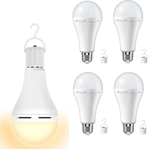 Rechargeable Light Bulbs 9W,Battery Operated Powered LED Light Bulb 600Lumen 3000K Warm White for Power Outage,Camping,Outdoor Activity,Hurricane,...