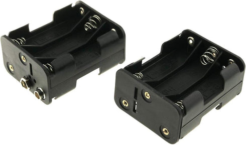 E-outstanding AA Battery Holder 2Set 6x1.5V AA Black Thicken Battery Holder Case Box with I Type Wired Battery Clip Standard Snap Connector...