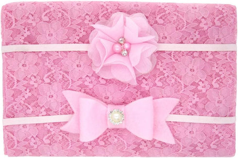 Newborn Baby Lace Wrap Blanket and 2 pcs Beads Headband.Baby Photography Props (T1) (Pink)...