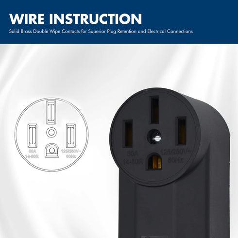 NEMA 14-50R Receptacle 3-Pole 4-Wire Surface Mount Power Receptacle 250V 50A UL Listed, bekca Black (NEMA 14-50R)...