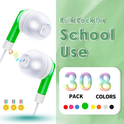 Kids Earbuds Bulk 30 Pack for Classroom School Library, Ladont Classroom Headphones for Kids Children Boys Girls Toddler Adult(8 Mixed Colors)......