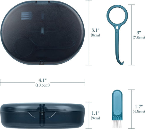 Linkidea Double-layer Retainer Storage Case with Mirror, Portable Aligner Storage Case with Removal Tool, Brush, Mouth Guard Denture Holder with M...
