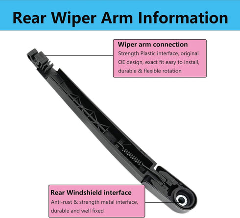 Rear Wiper Blade Arm Set Replacement for Kia Soul 2010-2020, Kia Soul EV 2015-2019 Back Glass Wipers, Factory OE Style Rear Windshield Wiper Arm &...