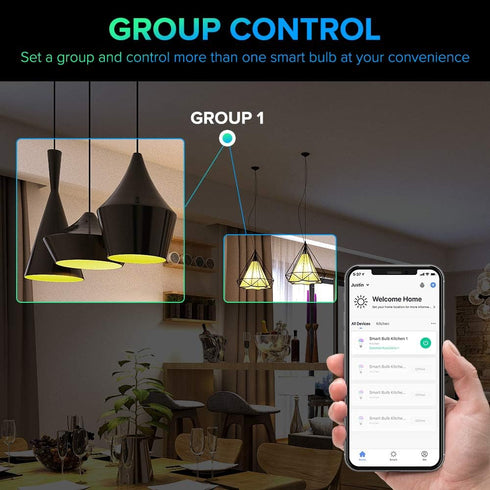 Smart Light Bulbs, 3Stone 100W Equivalent WiFi LED Color Changing Bulb Dimmable 2700K-6500K RGBCW, Compatible with Alexa, Google Home 2.4Ghz Only,...