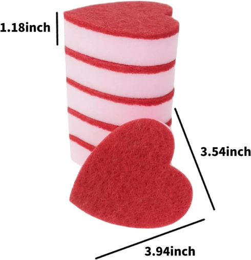 Heart Shaped Sponge, Dual-Sided Kitchen Scrubber for Washing Dishes, Pots, Pans and General Household Cleaning, Pink (24 Pack)...