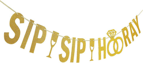 Gold Glitter Sip Sip Hooray Banner Engagement Party Banner Bachelorette Party Banner for Sip Sip Hooray Party Decorations Stock The Bar Party Deco...