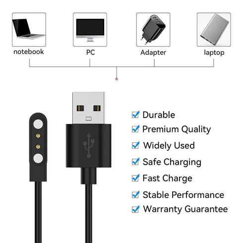 Charger Cable Intended for Popglory P96 Smart Watch Charger 1.6ft USB Portable Replacement Magnetic Charging Cord Compatible with Popglory P96 Cha...
