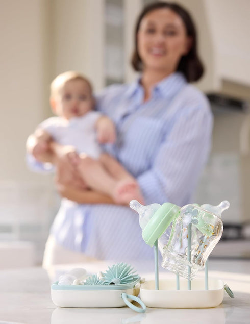 Momcozy Bottle Brush Set - Baby Bottle Cleaner Kit with Silicone Brush, Nipple Brush, Straw Brush, Soap Dispenser, Drying Rack - 7 in 1 Bottle Cle...