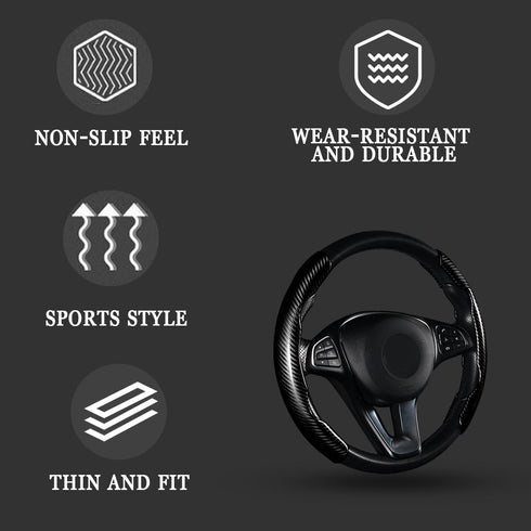 Steering Wheel Cover, 2PCS Segmented Steering Wheel Protector, Carbon Fiber Anti-Slip and Durable Car Accessory, Universal Fit for Most Cars?SUVs ...
