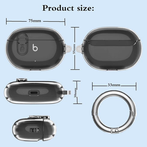 Beats Studio Buds/Studio Buds Plus Case Cover Clear 2021/2023 Men Lock Clip with Clean Kit, GARTOO Protective Case and Clean Pen Compatible with B...