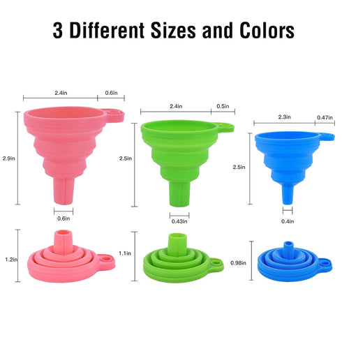 Kitchen Silicone Collapsible Funnel Set of 3,Small and Large,Flexible-Foldable-Cooking-Food-Grade Funnels for Filling Small or Mini Bottles,Perfum...