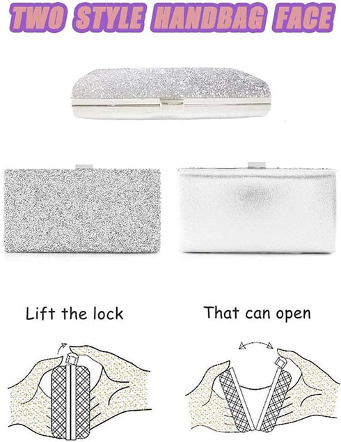 ELABEST Glitter Evening Clutch Bag Single Sided Diamond Bag Crossbody Purse Wedding Party Bag for Women...
