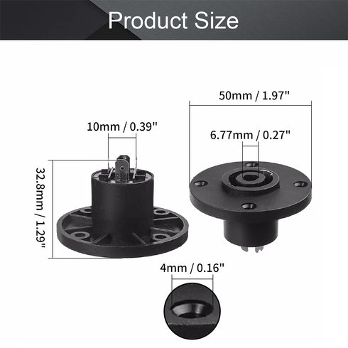 Fielect 6Pcs SpeakOn Panel Mount Socket Round, 4 Pole Audio Speaker Twist Lock Female Speakon LY-KNT041...