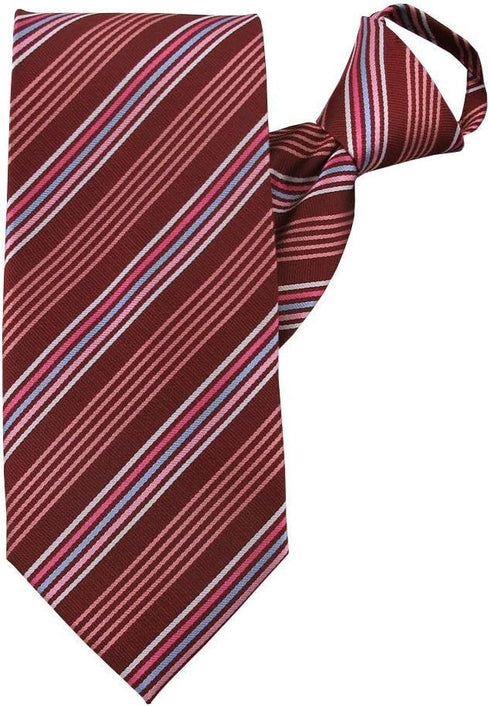 Jacob Alexander Men's Pre-Tied Urban Stripe Pattern Zipper Neck Tie - Burgundy...