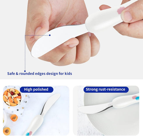 Lehoo Castle Toddler Silverware Set, 6 Pcs Toddler Utensils Stainless Steel, Boys Kids Silverware Set, Safe Toddler Forks and Spoons...