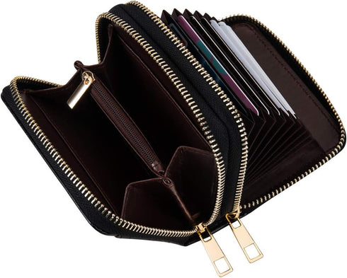Credit Card Case Holder Wallet with ID Window Zipper Small...