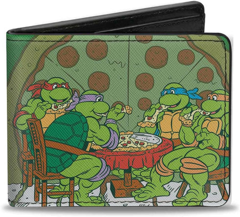 Nickelodeon Men's Buckle-Down PU Bifold Wallet, Ninja Turtles, 4.0" x 3.5"...