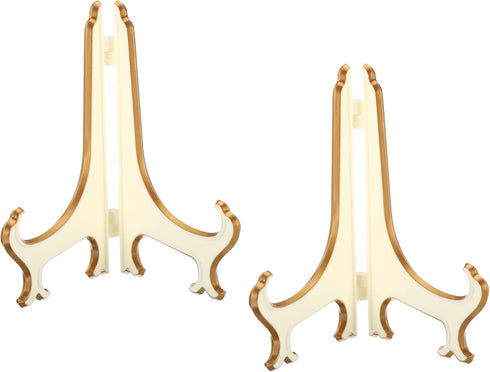 PATIKIL 6" Acrylic Decorative Plate Stand Holder, 2 Pack Table Use Foldable Picture Easel Frame Holder for Displaying Photos, Card, Canvases, Whit...