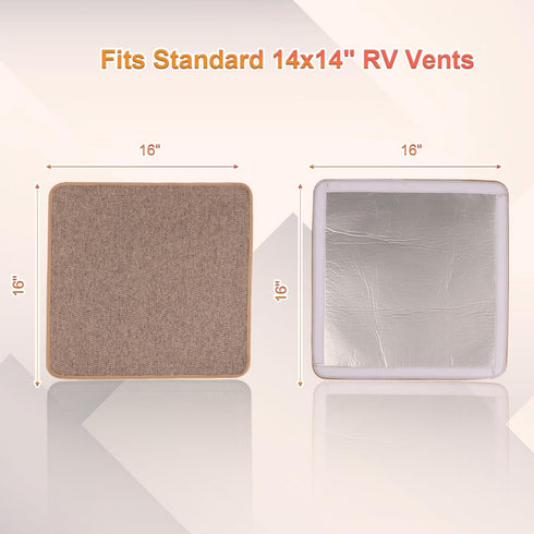 RV Roof Vent Skylight Insulator Window Cover, Sun Blackout Fabric for Camper (16 x 16 inch)- Brown...