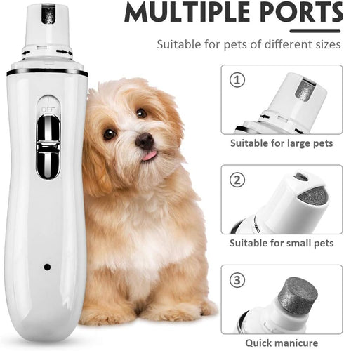 Electric Dog Nail Grinder, 2-Speed Electric Rechargeable Pet Nail Trimmer Paws Grooming & Grinding Tool for Small Medium Large Dog & Cats, Include...