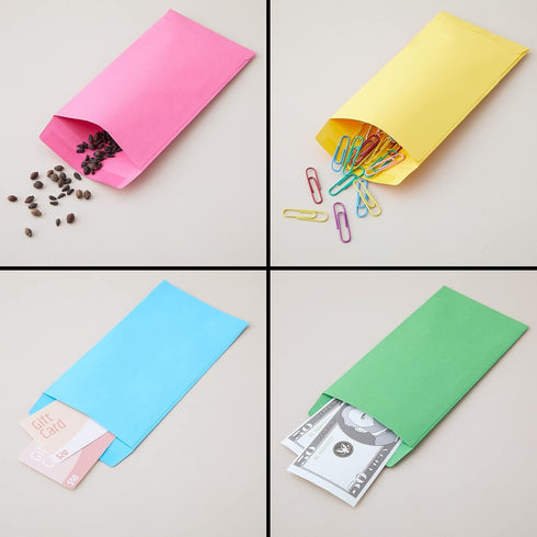 Okuna Outpost 100 Pack Colorful Money Envelopes for Cash, Payroll, Money Saving, Coins, Currency, 100GSM (4 x 7 In)...