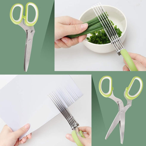 Herb Scissors Herb Stripper Set, Luxiv Stainless Steel Herb Cutter Tools 5-Blades Scissors with Herb Stripping Tool, Safe Cover, Cleaning Comb Mul...