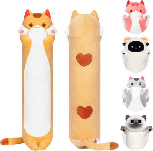 Long Cat Plush, Cute Brown Cat Stuffed Animals Soft Plushies, Kitten Kawaii Kids Plush Sleeping Throw Pillow Doll Plush Toys for Girls (20 Inch)...