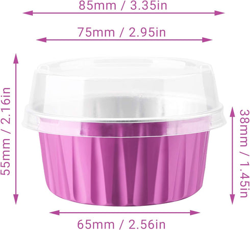 EUSOAR Cupcake Liners, 50pcs 5oz 125ml Disposable Ramekins, Aluminum Foil Muffin Liners Cups, Disposable Aluminum Foil Cupcake Baking Cups Holders...