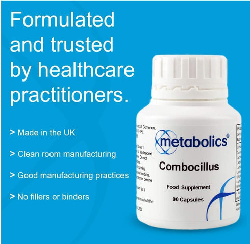 Combocillus Capsules | 7 Key Strains Of Good Bacteria | 10 Billion Live Bio Cultures | Vegan Capsules Made In The UK | Pot Of 90 Capsules | L Bulg...