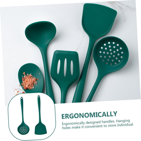 Zerodeko 1 Set Silicone Spatula Cooking Spatula Slotted Skimmer Silicone Straining Ladle Silicone Nonstick Spatula Silicone Slotted Spoon Colander...