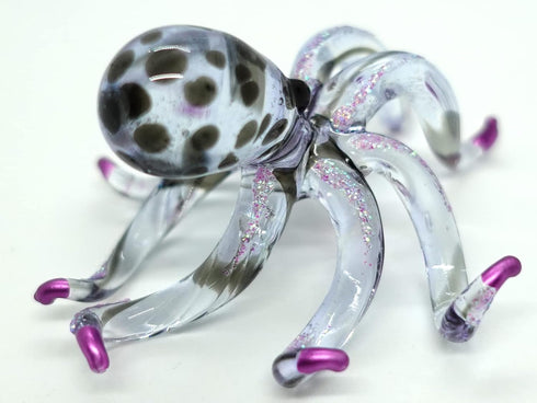 Octopus Miniature Figurines Animals Hand Blown Color Glass Art Collectible Gift Decorate 3.5" (Black Purple)...
