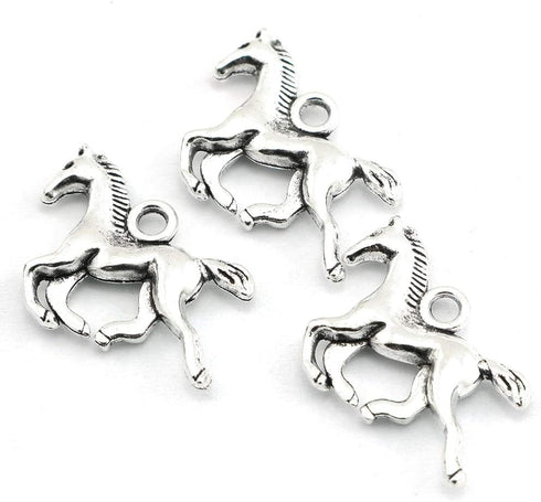 50pcs Horse Charms Pendants Alloy DIY Bracelet Necklace Jewelry Making Craft Accessories 20x15mm (Antique Silver)...