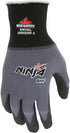 MCR Safety Gloves N96790XL Ninja BNF 15 Gauge Work Gloves, Nylon/Spandex Shell with NFT Coated Palm & Fingertips, Black/Grey, XL...