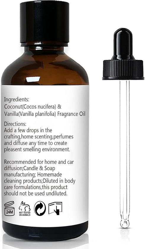 Coconut Vanilla Fragrance Oil, Perfume Oil, Home Scent Oil for Soaps, Candle Making, Dryer Balls, Diffusers, Laundry, Slime -1 oz /30ml...