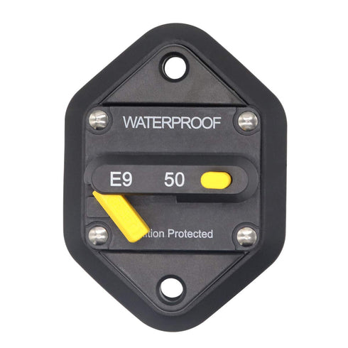 50 Amp Circuit Breaker with Manual Reset for Car Audio RV Truck Boat Marine, DC 12V - 48V | Waterproof IP67 Protection 50A Panel Mount...