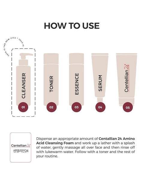 CENTELLIAN 24 Cleansing Foam with Centella Asiatica, TECA, Amino Acid - Korean Skin Care Hypoallergenic Face Wash - Gentle, Exfoliating Daily Clea...