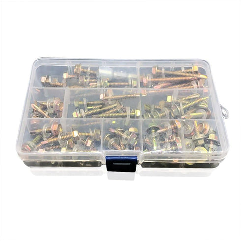 Box of 80 Tek Roofing Screws Hex Head with Sealing Washer for Fixing to Timber 16mm 20mm 25mm 30mm 35mm 40mm 45mm 50mm Free Drive Bit...