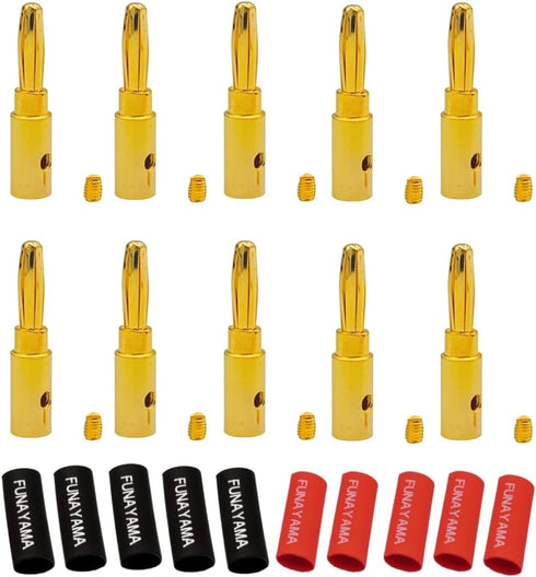 4mm Banana Plugs, Gold Plated Speaker Banana Plug Connectors for Speaker Wire, Wall Plate, Multimeter Test Leads, Battery Charger Adapter(5 pair/1...