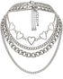 Simple Heart Necklace Lolita Choker Chain Layered Cuban Chunky Silver Chain Necklace for Women Men Chic y2k Clothes Jewelry...