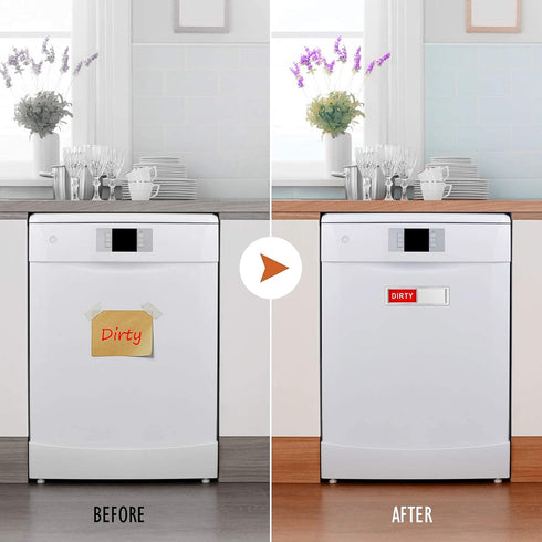 Cimkiz Dishwasher Magnet Clean Dirty Sign Shutter Only Changes When You Push It Non-Scratching Strong Magnet or 3M Adhesive Options Indicator Tells Whether Dishes Are Clean or Dirty (Silver)