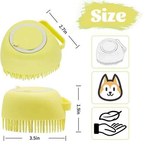 WishLotus Pet Bath Brush, Soft Silicone Cat Grooming Brush Dog Bath Massage Brush Shampoo Dispenser Heart-Shaped Multifunctional Bath Brush for Pe...