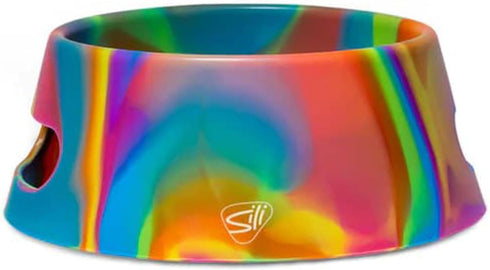 Silipint: Aqua-Fur Silicone Dog Bowl: Hippie Hops -18oz Colapsible/Foldable, Lightweight, Feed & Water Dish, Pet Travel...