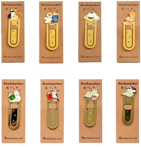 Black Cute Metal Bookmark, Cat Bookmark Reading Japanese Paper Clip Animals Kittens Book Mark Student Gift Bookmarks Office and School Supplies...