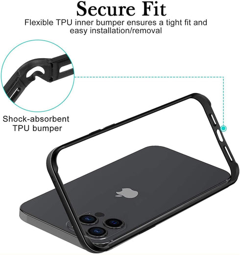 New Aluminum Frame Metal Bumper Frame Slim Hard Case Cover for iPhone13 Pro Max, Metal Frame Armor with Soft Inner Bumper, Raised Edge Protection ...