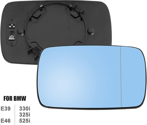 uxcell Passenger Side Right Side Mirror Glass with Backing Plate Heated Blue Tinted Glass for BMW E39 E46 330i 325i 328i 525i...
