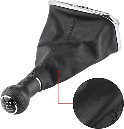 Qiilu 5 Speed Car Gear Shift Knob Gearstick Gaiter Boot Manual Shift Boot Kit for Golf4/Jetta/ 1999-2004...